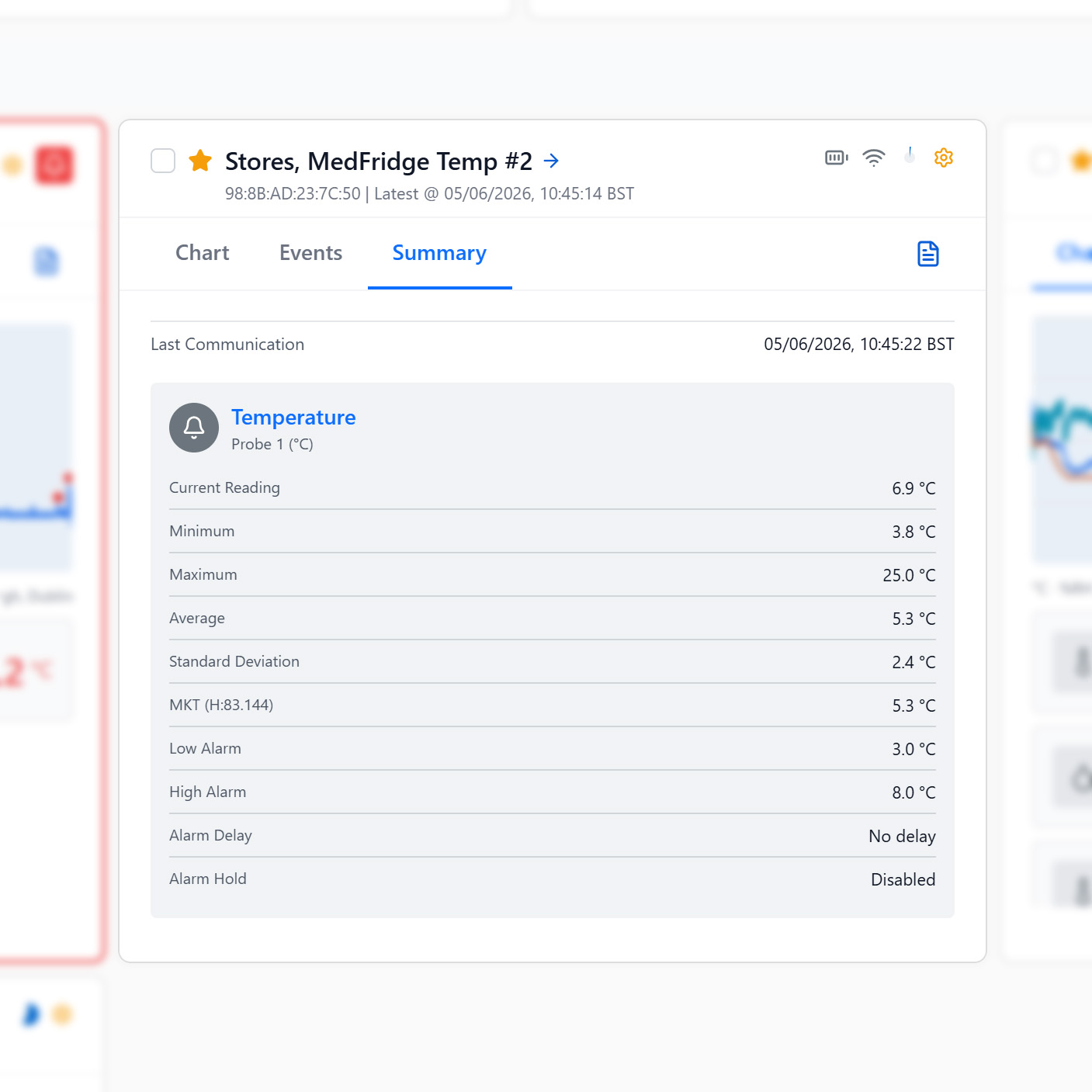 EasyLog Cloud Device Summary Card