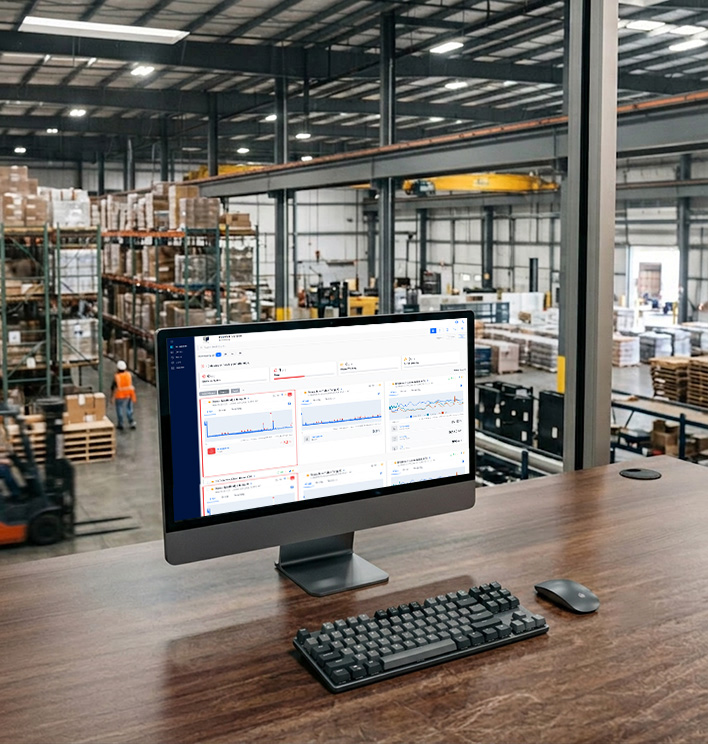 EasyLog Dashboard on laptop in warehouse