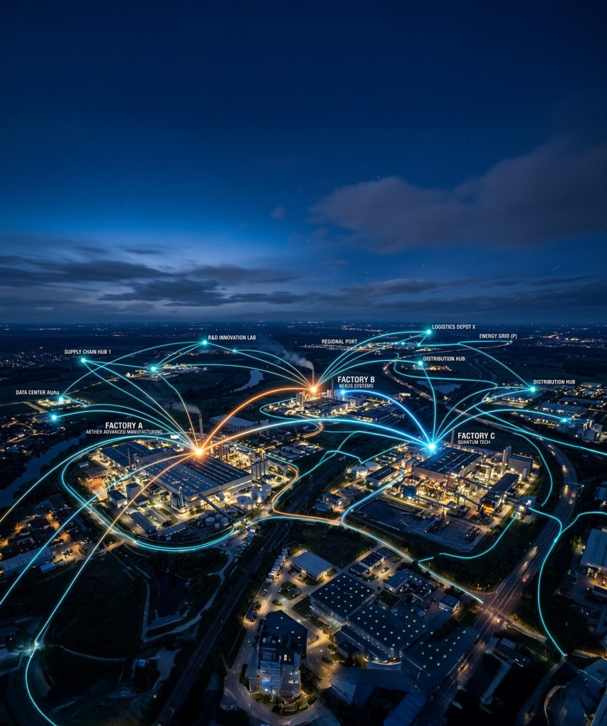 Arial view of multiple site being monitored